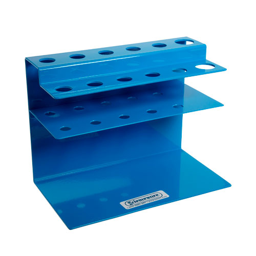 5965. GRADILLA P/10 MICROPIPETAS DE ALUMINIO POXYGRID COLOR AZUL - BEL-ART