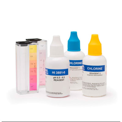 55078. KIT DE PRUEBAS QUIMICAS P/MEDIR EL CLORO LIBRE Y PH EN PISCINAS P/50 PRUEBAS DE CLORO LIBRE Y 100 PRUEBAS DE PH HANNA