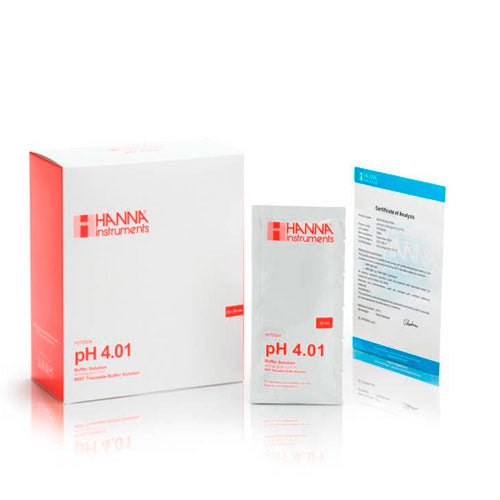 55093. SOLUCION BUFFER PH 4 DE CALIBRACION C/25 SOBRES DE 20ML HANNA