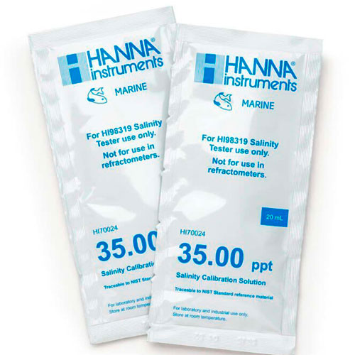 30697. SOLUCION DE SALINIDAD DE 35PPT DE CALIBRACION TRAZABLE A NIST C/25 SOBRES DE 20ML HANNA
