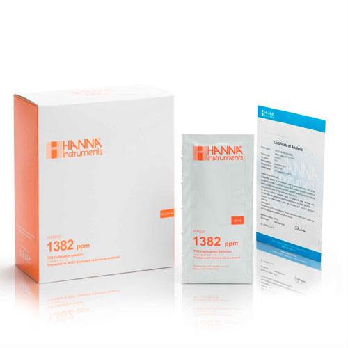 30706. STD TDS 1382MG/L TRAZABLE A NIST C/25 SOBRES DE 20ML HANNA