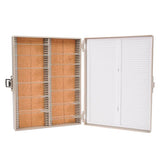 13317. CAJA P/100 LAMINILLAS DE PLASTICO ABS GRIS C/INTERIOR DE CORCHO, TARJETA DE IDENTIFICACION NUMERADA C/BROCHE - HEATHROW