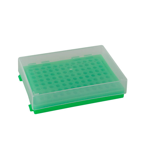 4233. GRADILLA P/96 MICROTUBOS PCR 0.2ML AUTOCLAVABLE POLIPROPILENO VERDE PAQUETE C/2 PIEZAS - HEATHROW