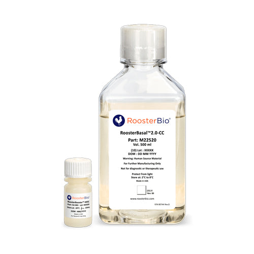 52488. KIT DE MEDIO DE CULTIVO DE EXPANSION ROOSTER NOURISH-MSC, CONSTA DE 1 BOTELLA DE MEDIO ROOSTER BASAL 2.0CC 500ML (M22520) Y 1 BOTELLA DE ROOSTER BOOSTER-MSC 10ML (SU-003) - ROOSTERBIO