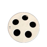 24004. PLACA DE PORCELANA P/DESECADOR 5 AGUJEROS C/3 PATAS,  DIAMETRO EXTERIOR 142MM COORS