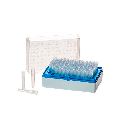 24745. GRADILLA P/96 TUBOS 1.2ML POLIPROPILENO AZUL NO ESTERIL, LIBRE DE RNASA, DNASA, PIROGENOS Y ADN BIOTUBE PAQUETE C/2 PIEZAS SIMPORT