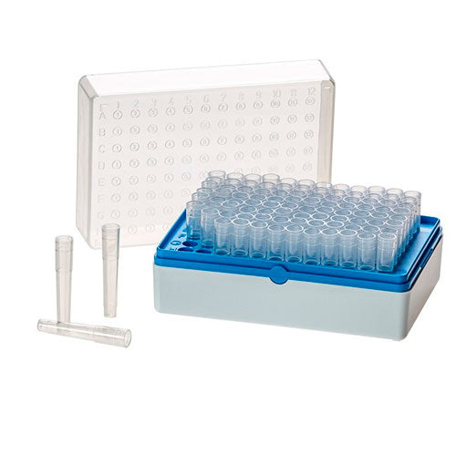 27737. GRADILLA P/96 TUBOS 1.2ML POLIPROPILENO ESTERIL COLOR AZUL PAQUETE C/3 PIEZAS SIMPORT