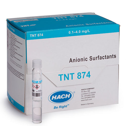 27449. TEST EN CUBETA TNTPLUS P/DETERGENTES ANIONICOS (0.1-4.0 MG/L) 25 PRUEBAS HACH