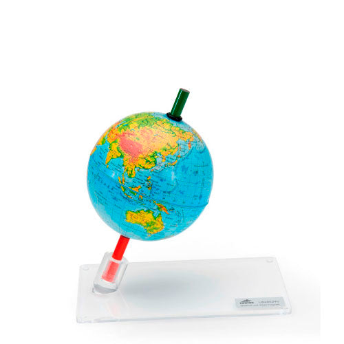 23738. MODELO DE GLOBO TERRAQUEO C/IMAN DE BARRA EN EL EJE POLAR SOBRE VASE DE VIDRIO ACRILICO 3B SCIENTIFIC