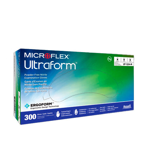 23767. GUANTES DE NITRILO AZUL SIN POLVO, DEDOS TEXTURIZADOS ULTRAFORM TALLA CHICA PAQUETE C/300 PIEZAS MICROFLEX