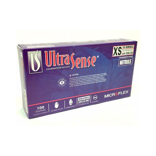 51987. GUANTES DE NITRILO AZUL SIN POLVO, DEDOS TEXTURIZADOS ULTRASENSE EXTRACHICA C/100 - MICROFLEX