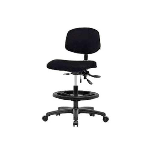 52563. SILLA DE BANCO DE ALTURA DE VINILO AZUL C/BASE DE NYLON NEGRA, SIN INCLINACION DE BRAZO, ANILLO DE PIE NEGRO - ECOM SEATING