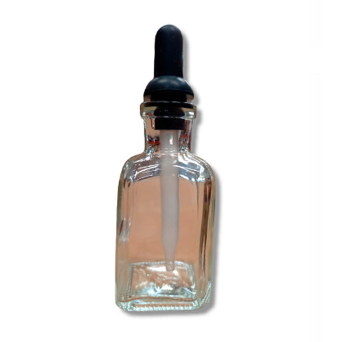 23136. FRASCO GOTERO FORMA CUADRADA VIDRIO CLARO BOROSILICATO C/PIPETA DE HULE NEGRO 30ML WHEATON