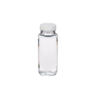 52245. FRASCO DE VIDRIO CLARO 250ML (8OZ) C/TAPA DE POLIPROPILENO BLANCA C/REVESTIMIENTO DE POLIVINILO C/24 - WHEATON