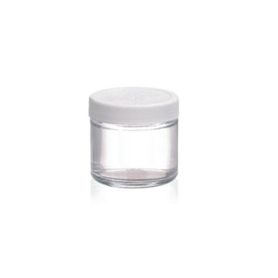 17640. TARRO DE VIDRIO CLARO 60ML C/TAPON FENOLICO NEGRO DE POLIPROPILENO Y REVESTIMIENTO DE PVC PAQUETE C/5 PIEZAS - WHEATON