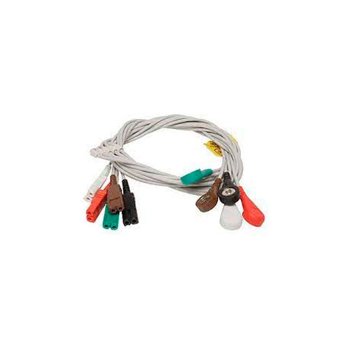 25965. CABLE CONDUCTOR BLINDADO 98CM C/CONECTORES A PRESION 4MM P/ELECTRODOS DE ECG C/5 AD INSTRUMENTS