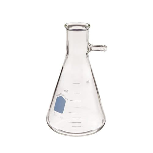 3485. MATRAZ DE FILTRACION KITAZATO DE VIDRIO 1LT C/TUBULACION LATERAL - PYREX VISTA