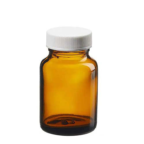 22317. FRASCO DE VIDRIO AMBAR 60ML BOCA ANCHA C/TAPA DE POLIPROPILENO, LINER TEFLON, 2410060 I-CHEM