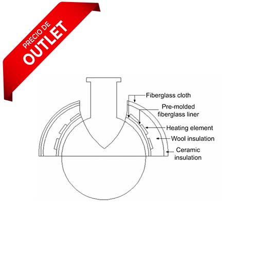 3684. MANTA DE CALENTAMIENTO HEMISFERICA SUPERIOR P/MATRAZ DE 3L, S/CONTROLADOR, 482°C, 120V, HM3000TS1 - BRISKHEAT