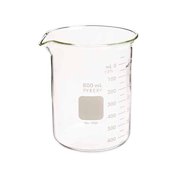 2906. VASO DE PRECIPITADO DE VIDRIO 800ML FORMA BAJA GRIFFIN PYREX