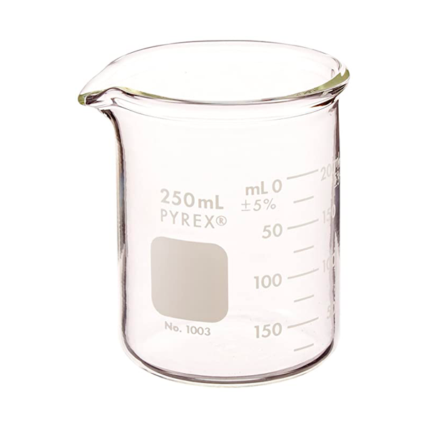 2813. VASO DE PRECIPITADO DE VIDRIO 150ML PARED GRUESA PAQUETE C/5 PIEZAS - PYREX