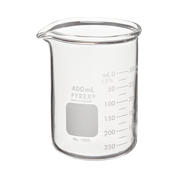 2650. VASO DE PRECIPITADO DE VIDRIO 400ML PARED GRUESA PAQUETE C/2 PIEZAS - PYREX