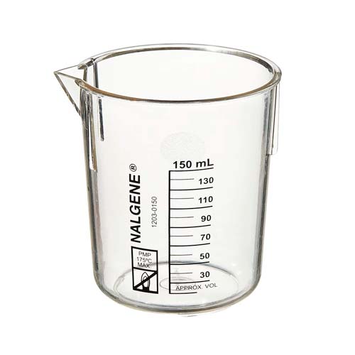 13621. VASO DE PRECIPITADO DE POLIMETILPENTANO 150ML FORMA BAJA GRIFFIN, GRADUADO PAQUETE C/2 PIEZAS - NALGENE