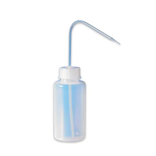 15074. PIZETA (FRASCO LAVADOR) 250ML BOCA ANGOSTA SALIDA SUPERIOR C/TAPA NATURAL, LDPE PYREX