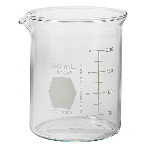 5669. VASO DE PRECIPITADO DE VIDRIO 250ML FORMA BAJA GRIFFIN  PAQUETE C/2 PIEZAS - KIMAX