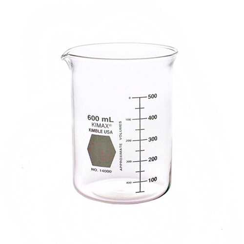 10844. VASO DE PRECIPITADO DE VIDRIO 600ML FORMA BAJA GRIFFIN C/2 KIMAX