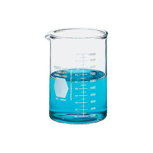10847. VASO DE PRECIPITADO DE VIDRIO 1LT FORMA BAJA REFORZADO PARED GRUESA - KIMAX
