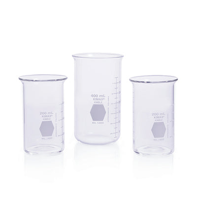 11551.VASO DE PRECIPITADO DE VIDRIO 100ML FORMA ALTA BERZELIUS S/PICO PAQUETE C/2 PIEZAS - KIMAX