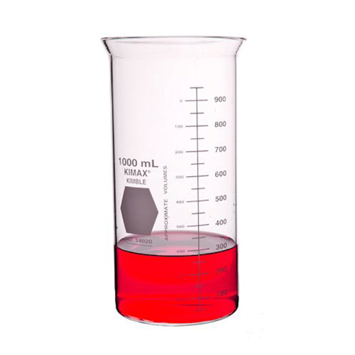 2994. VASO DE PRECIPITADO DE VIDRIO 1LT FORMA ALTA BERZELIUS S/PICO - KIMAX