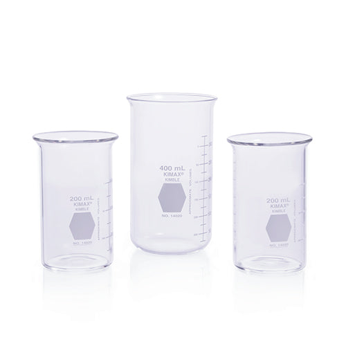 11552.VASO DE PRECIPITADO DE VIDRIO 300ML FORMA ALTA BERZELIUS S/PICO PAQUETE C/2 PIEZAS - KIMAX