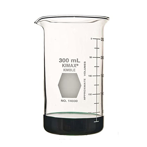 2996. VASO DE PRECIPITADO DE VIDRIO 300ML FORMA ALTA BERZELIUS S/PICO PAQUETE C/2 PIEZAS - KIMAX