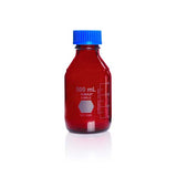 21573. FRASCO DE VIDRIO AMBAR 500ML GL45 RAY-SORB C/TAPA Y ANILLO DE POLIPROPILENO - KIMAX