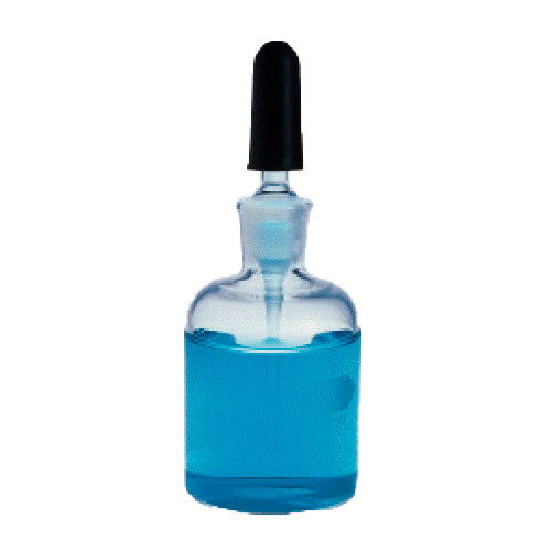 10853. FRASCO GOTERO VIDRIO CLARO 125ML C/GOTERO DE VIDRIO (PIPETA) Y BULBO HULE - KIMAX