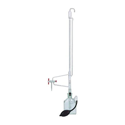 4898. BURETA DE VIDRIO "A" AUTOMATICA TRES VIAS C/BOTELLA RECEPTORA SERIALIZADA Y CERTIFICADA 50ML - KIMAX