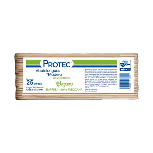 51549. ABATELENGUAS DE MADERA 15CM PAQUETE C/20 BOLSAS C/25 PIEZAS - PROTEC