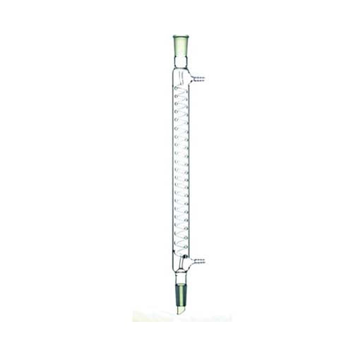 22591. CONDENSADOR DE VIDRIO GRAHAM SERPENTIN C/UNION EXTERNA 24/40 Y DIAGONAL 500MM KIMAX