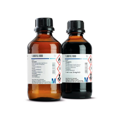19296. TITRAN 5 VALORANTE P/VOLUMETRIA KARL FISHER C/REACTIVOS DE 2 COMPONENTES 1ML AQUASTAR 1LT - MERCK