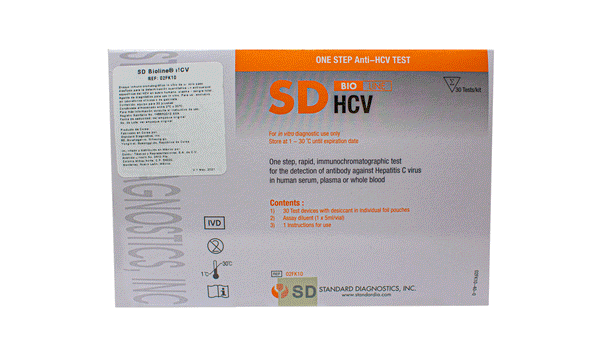 16828. KIT DE PRUEBA RAPIDA HEPATITIS-C (HCV) IGG/IGM/IGA C/30 PRUEBAS SD BIOLINE REGISTRO SANITARIO 1466R2012 SSA