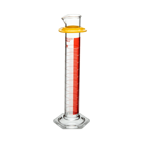 24672. PROBETA (MEDIDA CILINDRICA) DE VIDRIO 50ML CLASE B, ESCALA METRICA, LINEA ROJA KIMAX