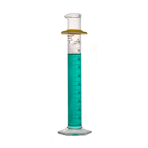 19739. PROBETA (MEDIDA CILINDRICA) DE VIDRIO 100ML ESCALA METRICA BLANCA, BASE HEXAGONAL-  KIMAX