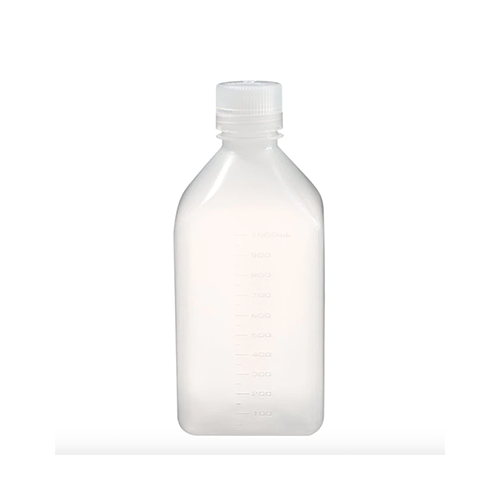 3392. FRASCO DE POLIPROPILENO 1LT CUADRADO GRADUADO BOCA ANGOSTA C/TAPON DE ROSCA DE POLIPROPILENO NALGENE