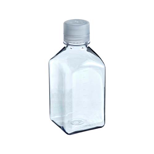 14072. FRASCO PETG 250ML TRANSPARENTE CUADRADO ESTERIL C/TAPON DE ROSCA HDPE PAQUETE C/2 PIEZAS - NALGENE