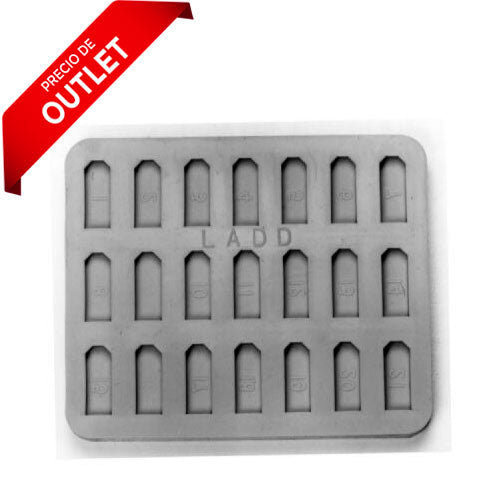 24233. MOLDES DE SILICON RECTANGULAR P/INCLUSION DE 21 CAVIDADES LADD