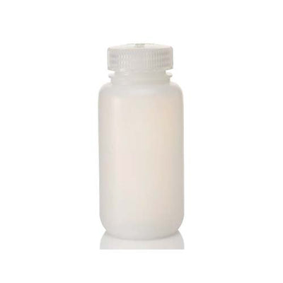 13689. FRASCO DE POLIETILENO ALTA DENSIDAD 250ML TRANSPARENTE ECONOMICO BOCA ANCHA C/TAPON DE ROSCA DE POLIPROPILENO, NO ESTERIL PAQUETE C/5 PIEZAS - NALGENE