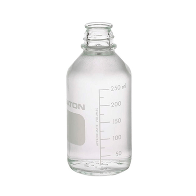 4285. FRASCO VIDRIO CLARO 250ML BOCA ANGOSTA GRADUADO C/2 - WHEATON
