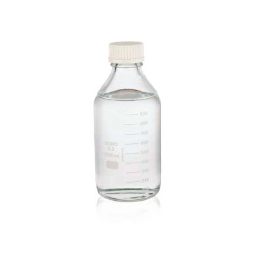 17475. FRASCO VIDRIO CLARO 500ML BOCA ANCHA GRADUADO SEGURIDAD C/TAPA DE POLIPROPILENO BLANCA - WHEATON